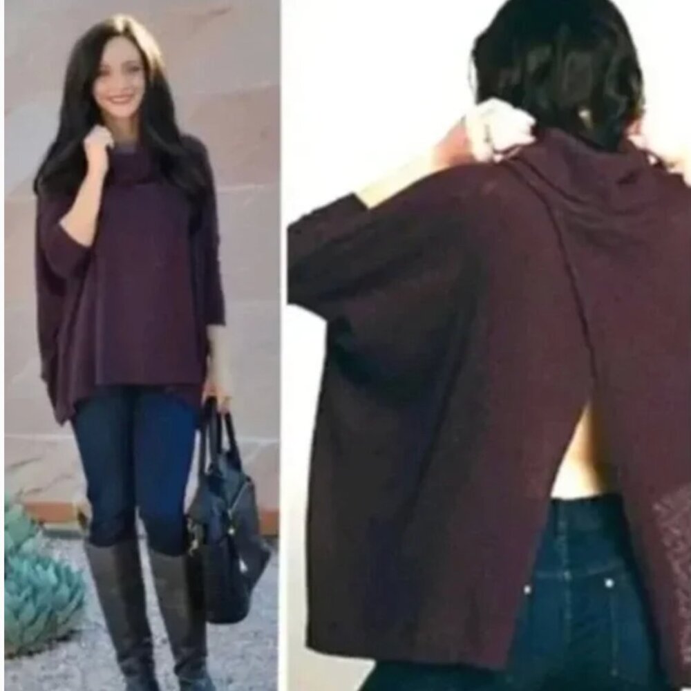 NWOT Free People Thermal Top Juicy Cowl Neck Split Back Long Sleeve Sz S